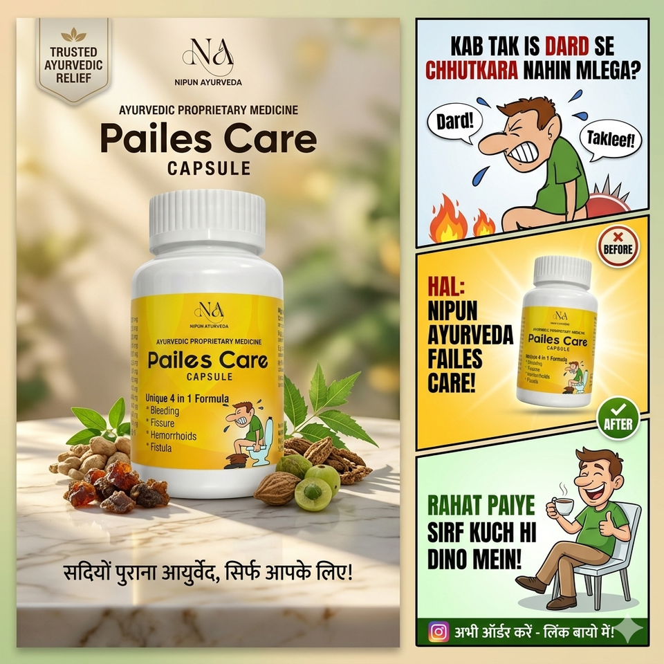 Nipun Ayurveda Piles Care 90 Capsules – Natural Ayurvedic Relief for Piles, Hemorrhoids & Digestive Comfort